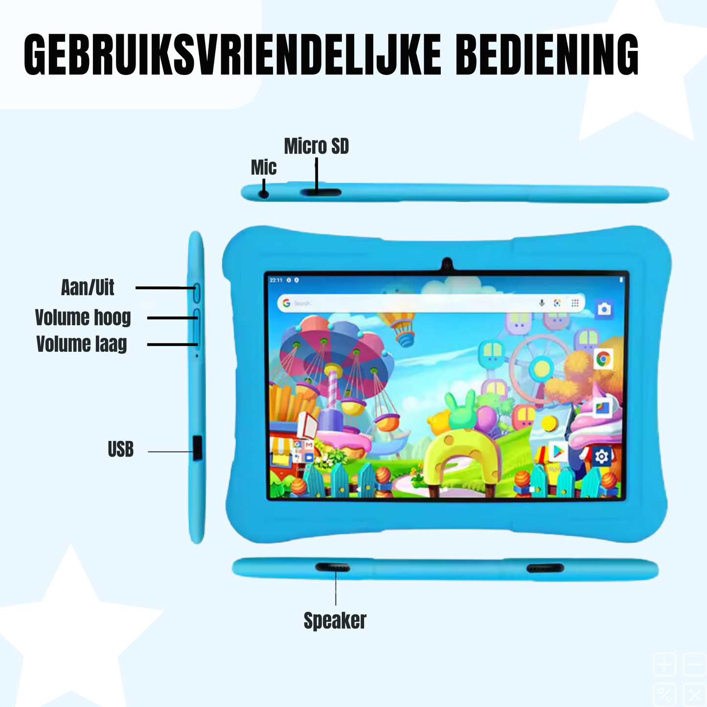 JDW Goods® Kindertablet Pro Blauw/Roze